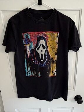 Ghost Face Scream Graphic T-Shirt Black Horror Movie Tee Size‎ Medium